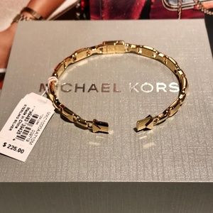 🎁 NWT $225 MICHAEL KORS Mercer Link 14K Gold Cuff